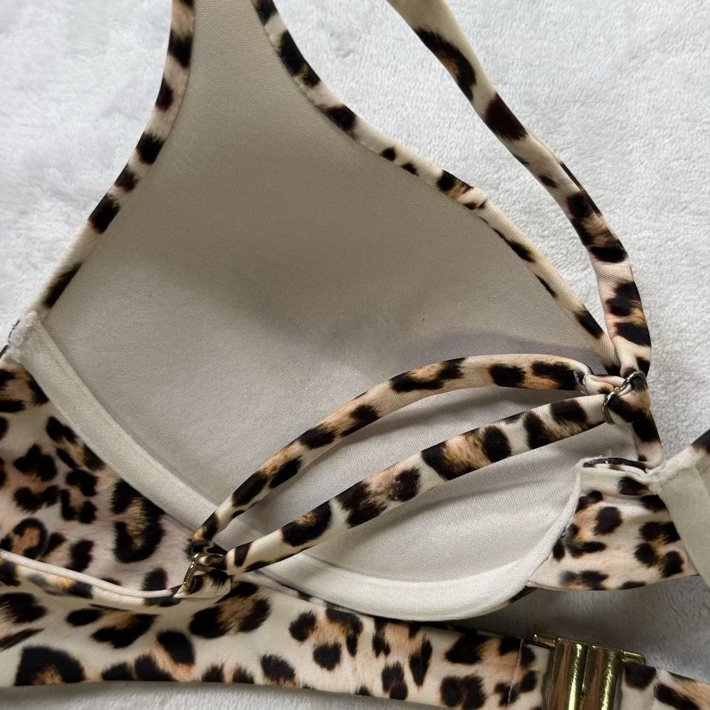 Kulani Kinis Bikini Top XL Underwire Leopard Print‎ Adjustable Swim